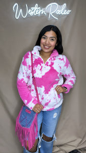 Cow print Sherpa pink