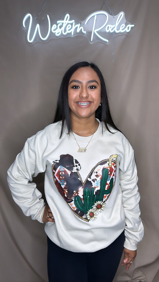 Crewneck sand heart