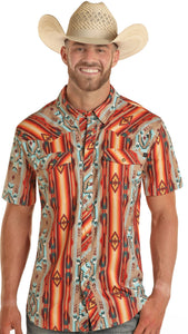 TEK WESTERN AZTEC PRINT SHORT SLEEVE SNAP SHIRT bmn3s03380