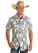 AZTEC PRINT SHORT SLEEVE SNAP SHIRT - BMN3S03359