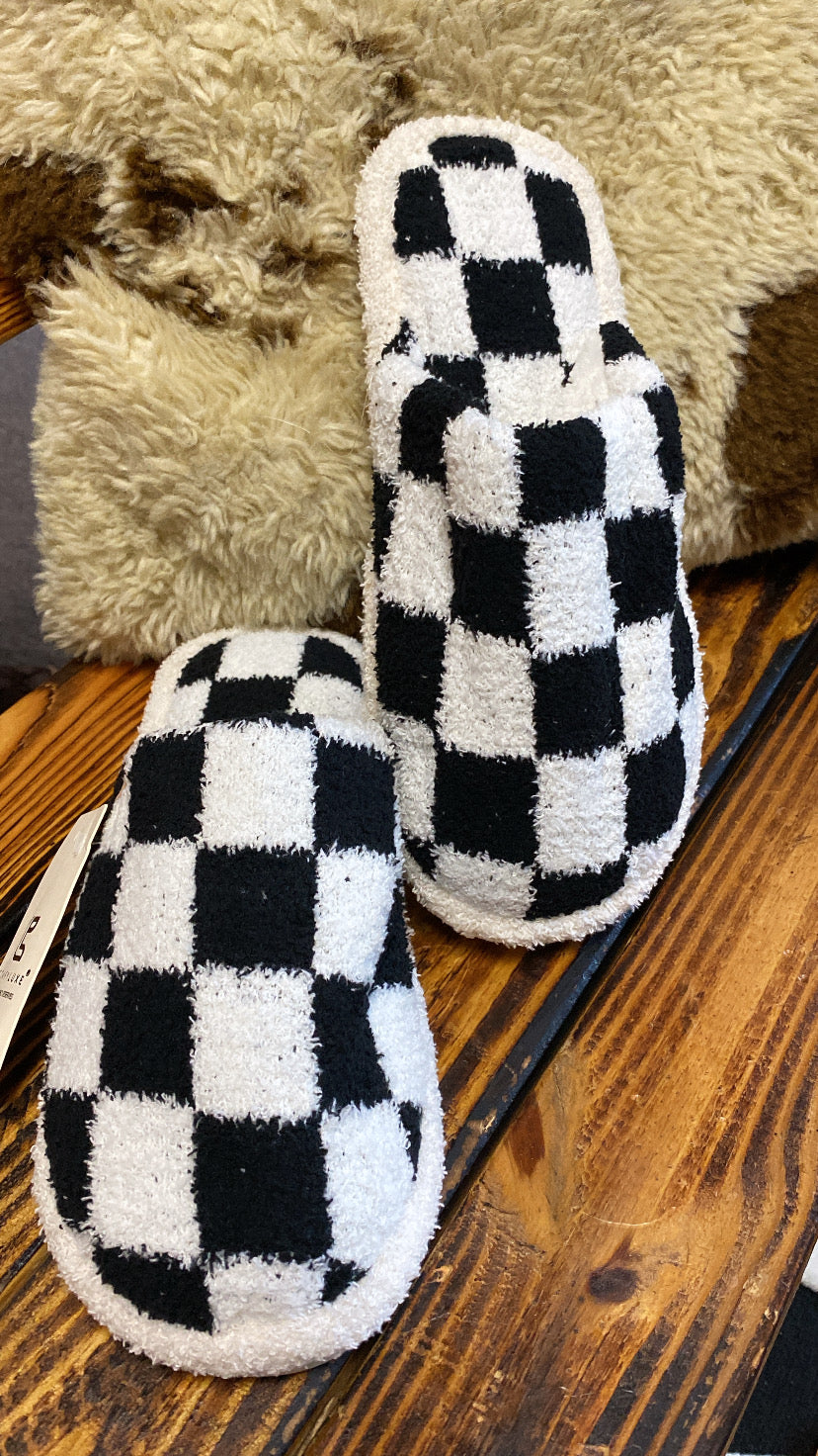 Slippers checkered black