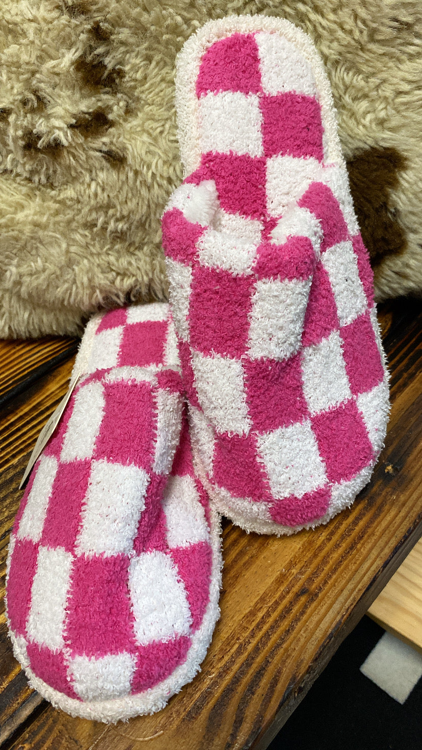 Slippers checkered pink