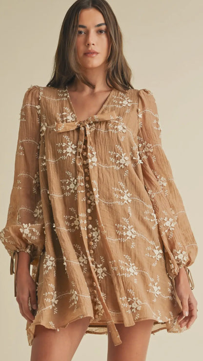 Floral dress with balloon sleeve