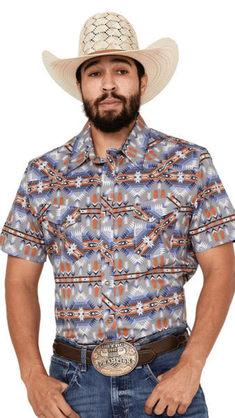 AZTEC PRINT SHORT SLEEVE SNAP SHIRT - BMN3S03366