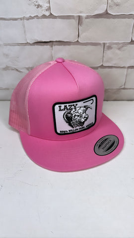 Lazy j hat pink/white