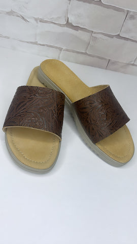 Tooled sandals