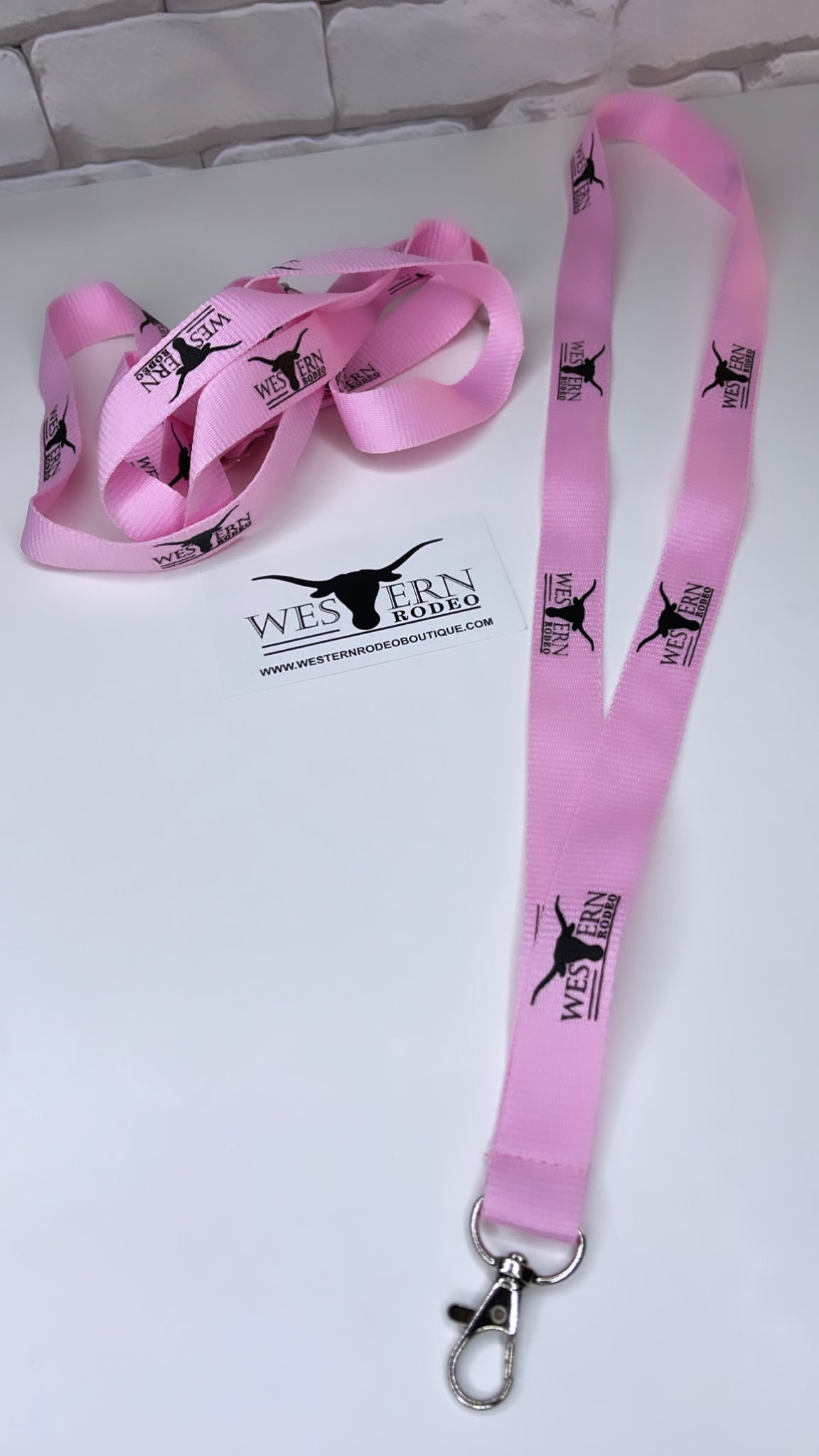 Western rodeo lanyard pink