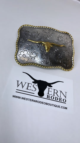 Belt buckle longhorn gold